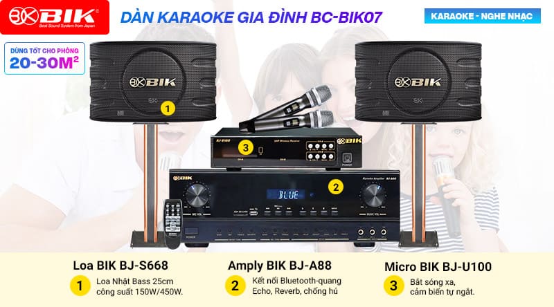 Dàn karaoke gia đình dưới 10 triệu BC-BIK07 chất lượng âm thanh chân thực, đáp ứng nhu cầu sử dụng của người dùng