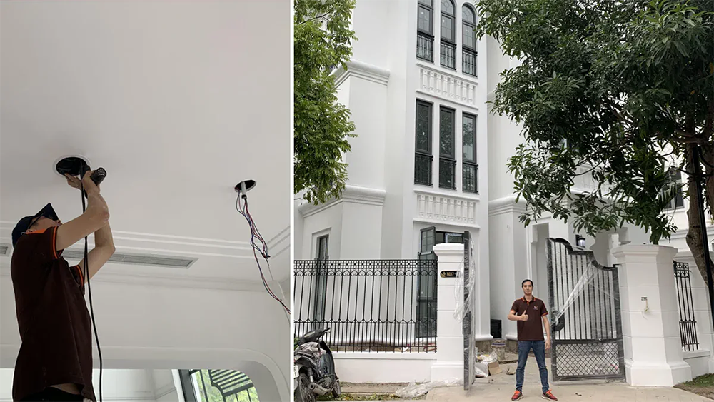 Lắp đặt loa âm trần cho nhà biệt thự Vinhome Riverside Long Biên